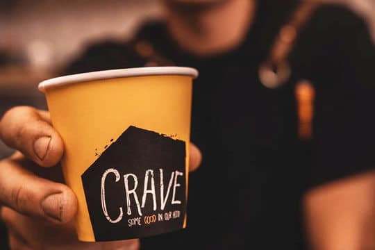 Crave Cafe eco cup design by Husk