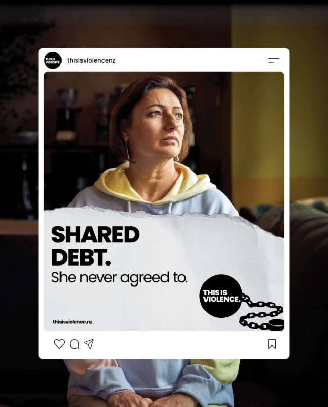 THIS IS VIOLENCE.
We’re both proud and humbled to have worked alongside @goodshepherdnz and their partner organisations to bring this important campaign in NZ to life.
@thisisviolencenz  challenges the way we think about economic abuse - financial control, coerced debt, withheld payments and ruined credit aren’t simply financial hardship - they are forms of family violence. Good Shepherd are aiming to both educate NZers on this pervasive yet under the radar issue and persuade Government parties to act. Their bold, confronting and deliberately hard to ignore campaign reflects the lived reality of economic abuse and the impact that can continue long after a relationship ends.
Go sign the petition. thisisviolence.co.nz